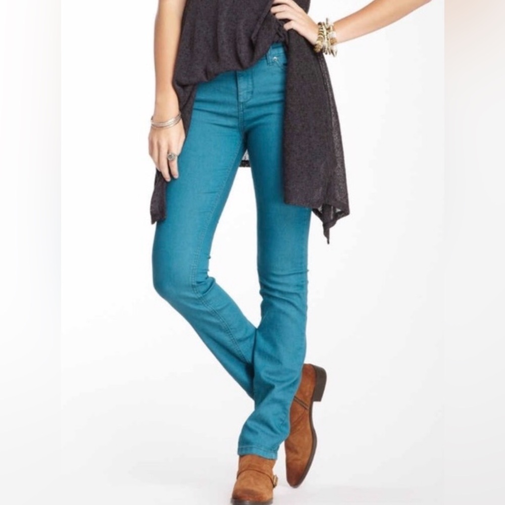 Free People Turquoise Denim Pants NWOT